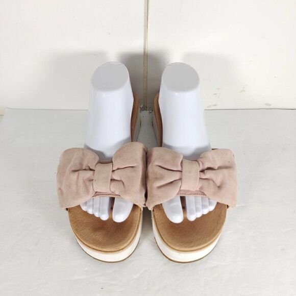 UGG Women's Joan US 10 Pink Suede Bow Open Toe Platform Slide Sandals - Picture 3 of 14